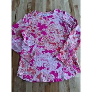 IBKUL Long Sleeve Crew Neck Shirt Stretch Mesh UPF 50+ Sun Outdoors Pink S